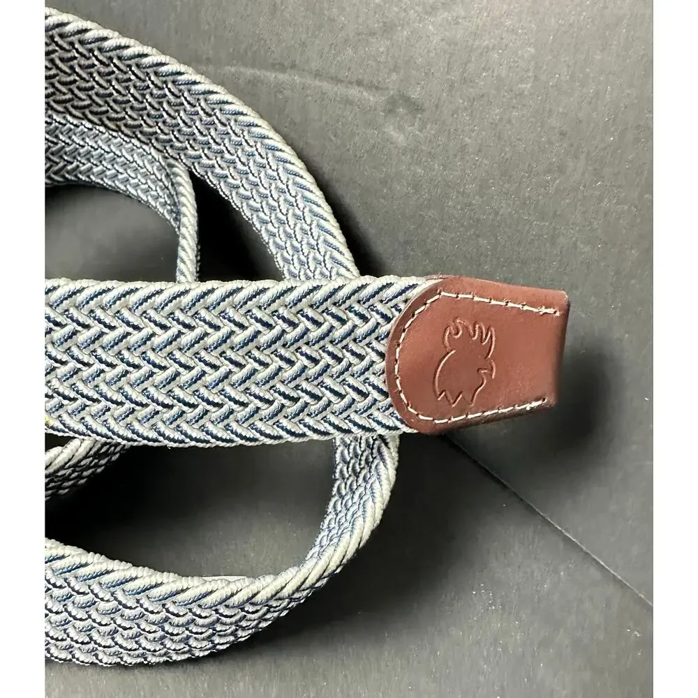 Men's NEW The Riviera Woven ROOSTAS Stretch Golf Belt Navy and Whtie SMALL